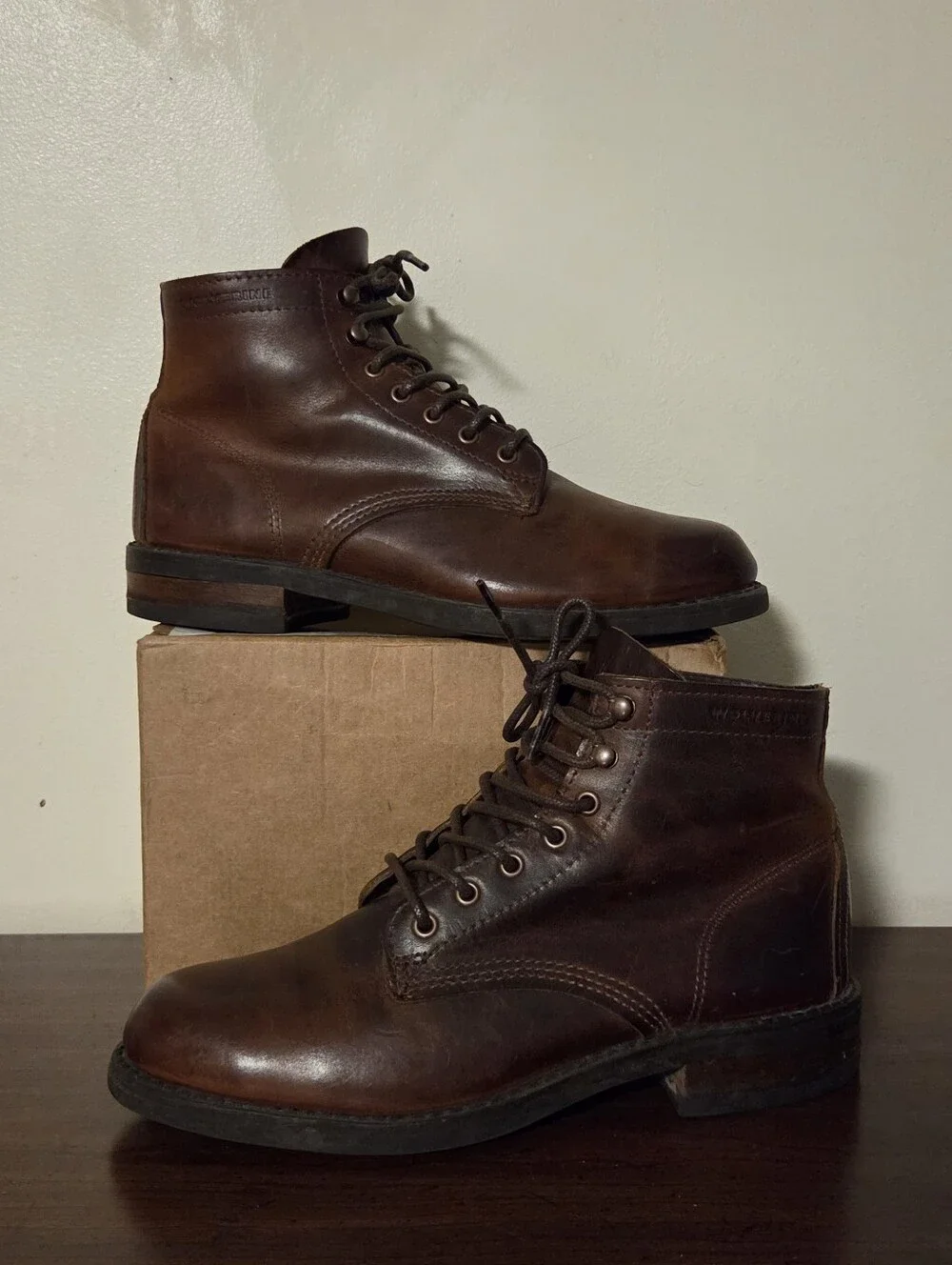 Wolverine 1000 Mile Boots Men 7.5 Rust Brown Leather Plain Toe Vibram W05299 USA